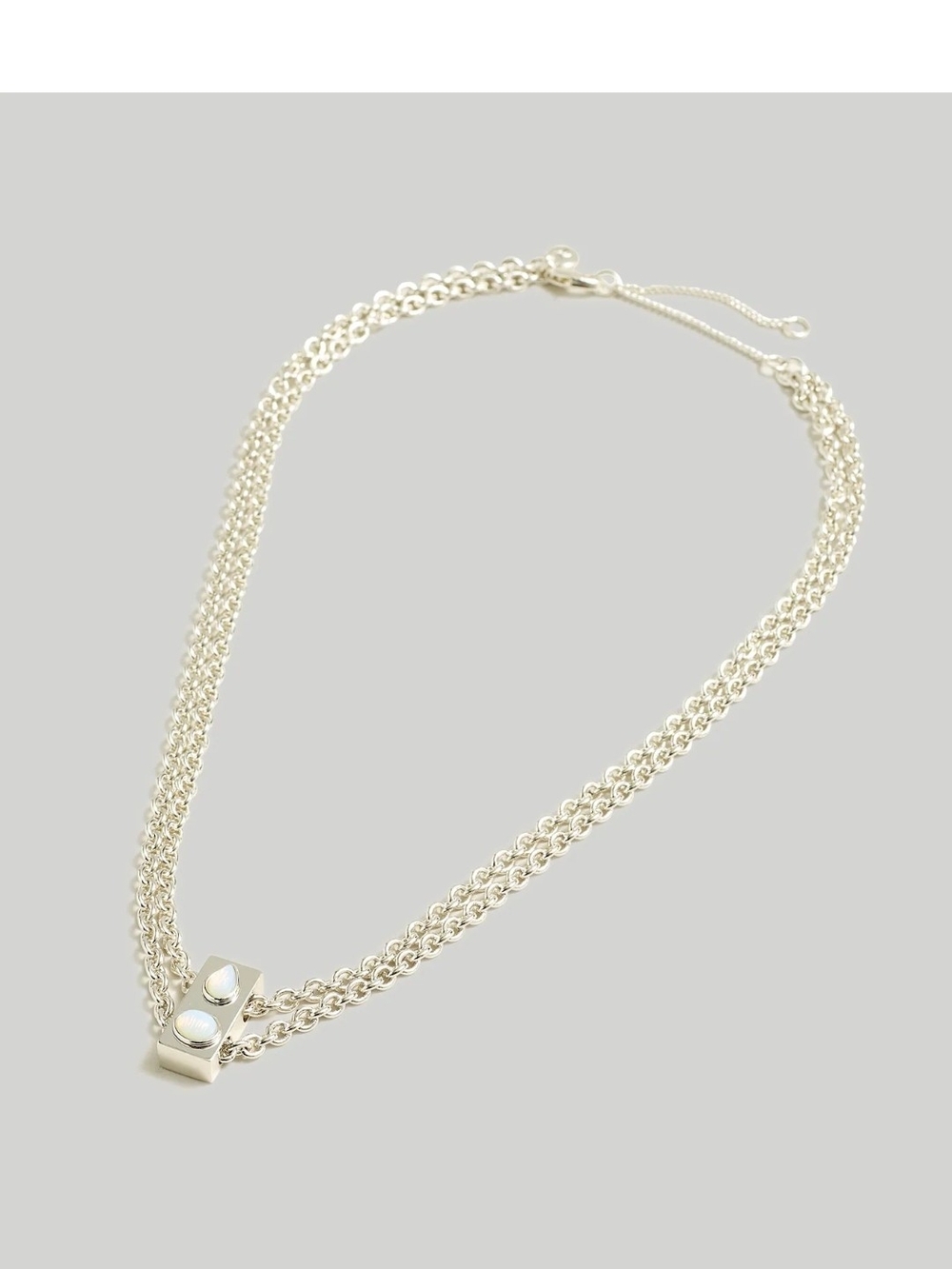 Madewell White Opal Double Chain Silver Necklace